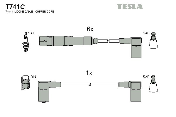 Комплект высоковольтных проводов TESLA T741C