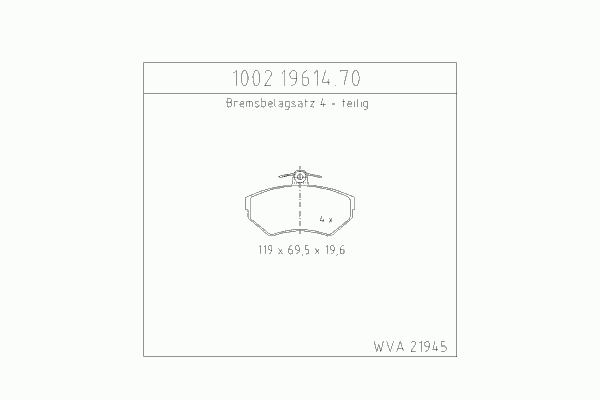 Тормозные колодки ZIMMERMANN 1002.19614.70