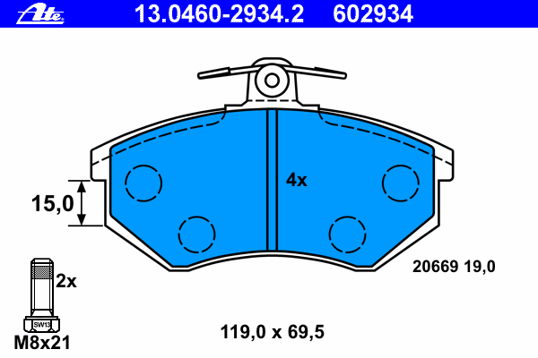 Тормозные колодки ATE 13.0460-2934.2
