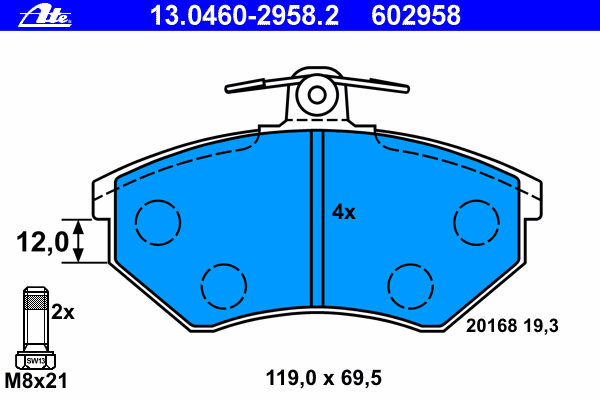 Тормозные колодки ATE 13.0460-2958.2