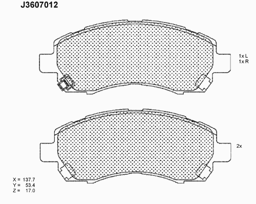 Тормозные колодки NIPPARTS J3607012
