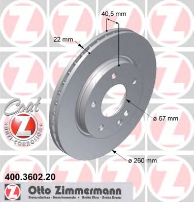 Гальмівний диск ZIMMERMANN 400.3602.20