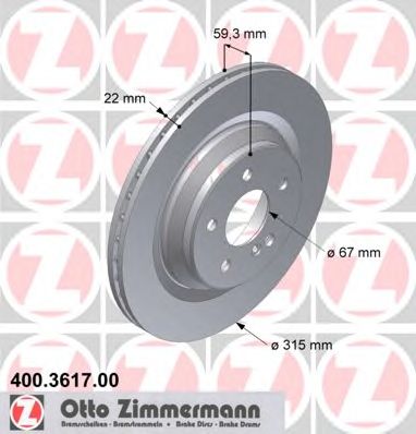 Гальмівний диск ZIMMERMANN 400.3617.00