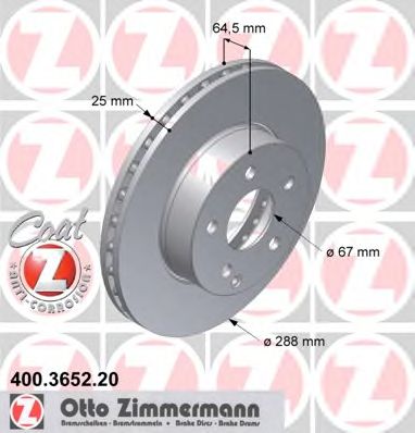 Гальмівний диск ZIMMERMANN 400.3652.20