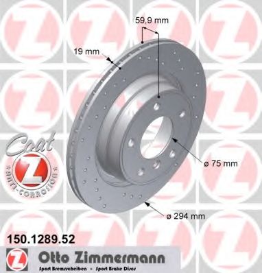 Тормозной диск ZIMMERMANN 150.1289.52
