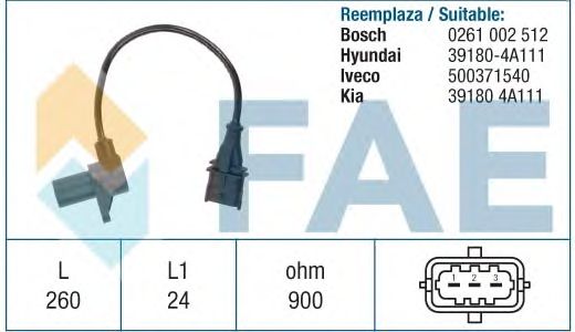 Датчик положения коленвала, распредвала FAE 79197