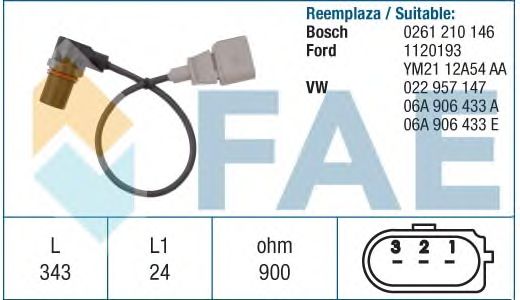 Датчик положения коленвала, распредвала FAE 79198