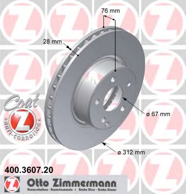 Гальмівний диск ZIMMERMANN 400.3607.20