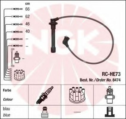 Комплект высоковольтных проводов NGK 8474