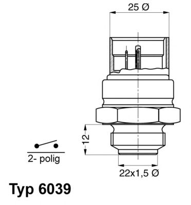 Датчик включения вентилятора WAHLER 6039.95D