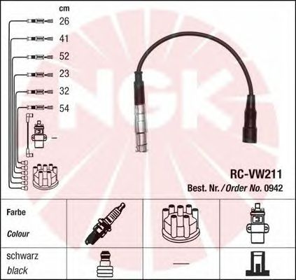 Комплект высоковольтных проводов NGK 0942