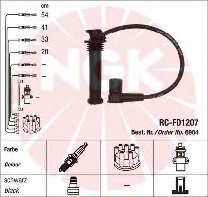 Комплект высоковольтных проводов NGK 6984