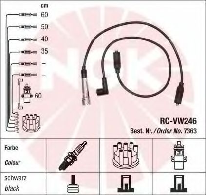 Комплект высоковольтных проводов NGK 7363