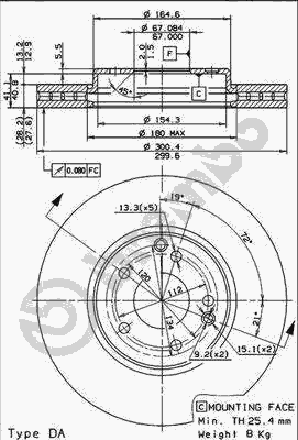 Тормозной диск BREMBO 09.8304.20
