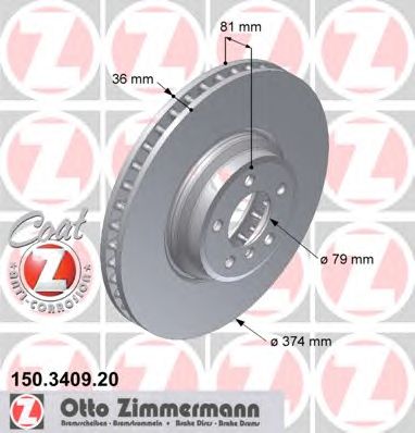 Гальмівний диск ZIMMERMANN 150.3409.20