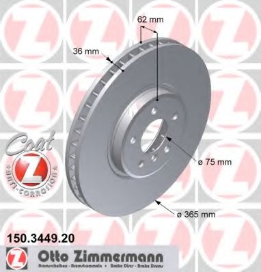 Гальмівний диск ZIMMERMANN 150.3449.20