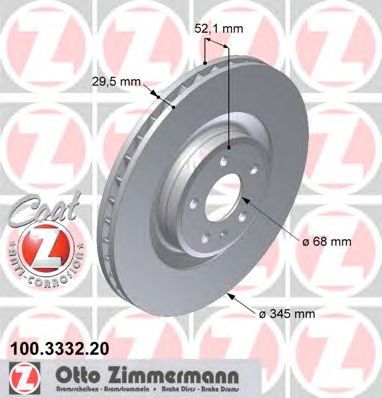 Гальмівний диск ZIMMERMANN 100.3332.20