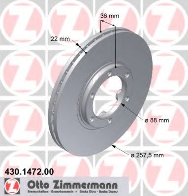Тормозной диск ZIMMERMANN 430.1472.00