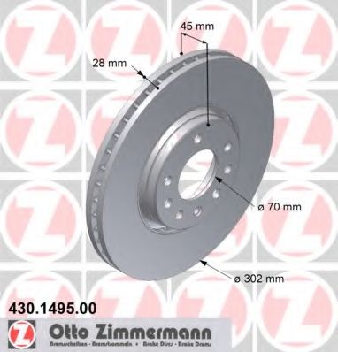 Гальмівний диск ZIMMERMANN 430.1495.00