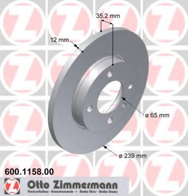 Тормозной диск ZIMMERMANN 600.1158.00