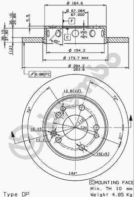 Тормозной диск BREMBO 08.4750.34