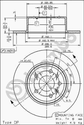 Гальмівний диск BREMBO 08.7015.10