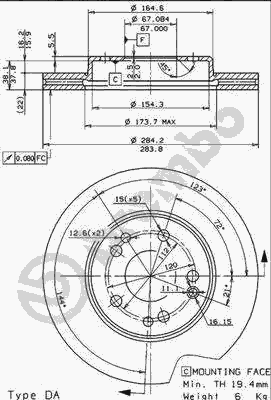 Тормозной диск BREMBO 09.4869.34