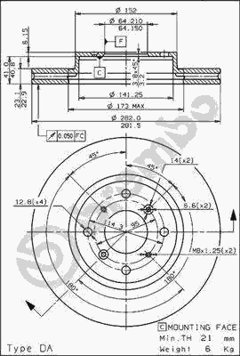 Тормозной диск BREMBO 09.6752.10