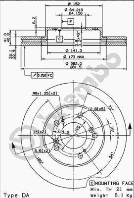 Тормозной диск BREMBO 09.6752.20