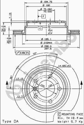 Тормозной диск BREMBO 09.6841.14