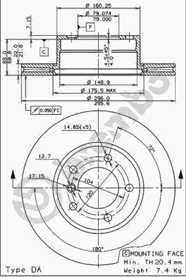 Тормозной диск BREMBO 09.6924.14