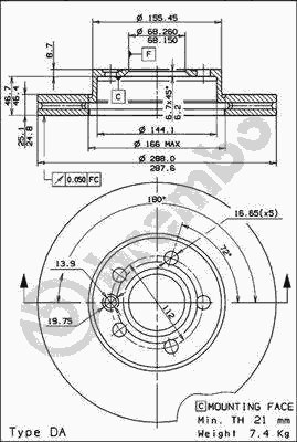 Тормозной диск BREMBO 09.6934.14