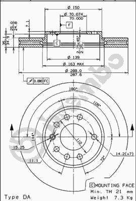 Тормозной диск BREMBO 09.6997.10