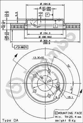 Тормозной диск BREMBO 09.8304.11