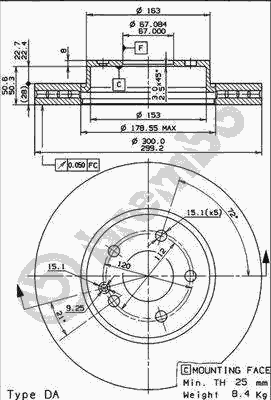 Тормозной диск BREMBO 09.8404.10