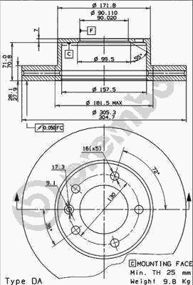 Тормозной диск BREMBO 09.9080.10