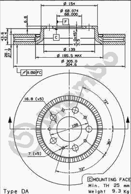 Тормозной диск BREMBO 09.9130.10