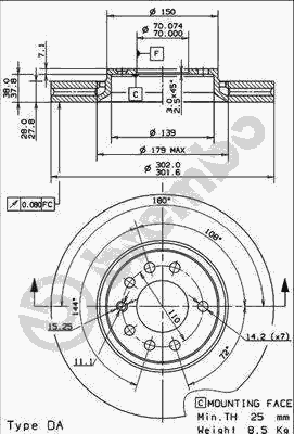 Тормозной диск BREMBO 09.9162.14