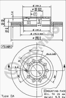 Тормозной диск BREMBO 09.9167.10