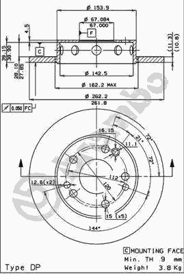Тормозной диск BREMBO 08.2950.24