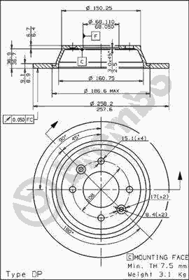 Тормозной диск BREMBO 08.5037.10