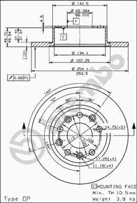 Тормозной диск BREMBO 08.5646.30