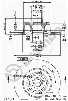 Тормозной диск BREMBO 08.6911.14