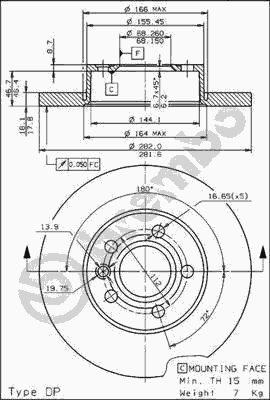 Тормозной диск BREMBO 08.7132.10