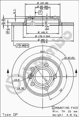 Тормозной диск BREMBO 08.7288.14