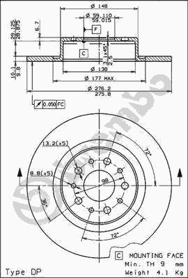Тормозной диск BREMBO 08.7861.10