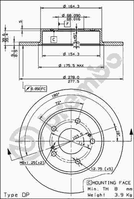 Тормозной диск BREMBO 08.8065.14