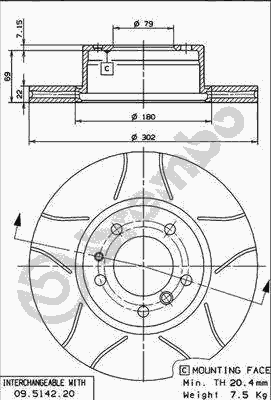 Тормозной диск BREMBO 09.5142.76