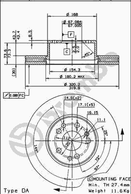 Тормозной диск BREMBO 09.5704.20