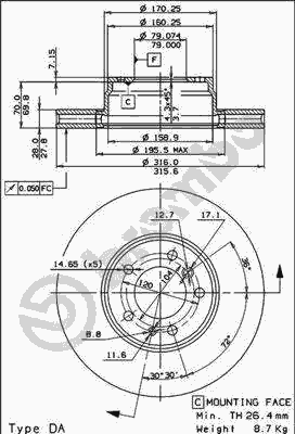 Тормозной диск BREMBO 09.5875.10